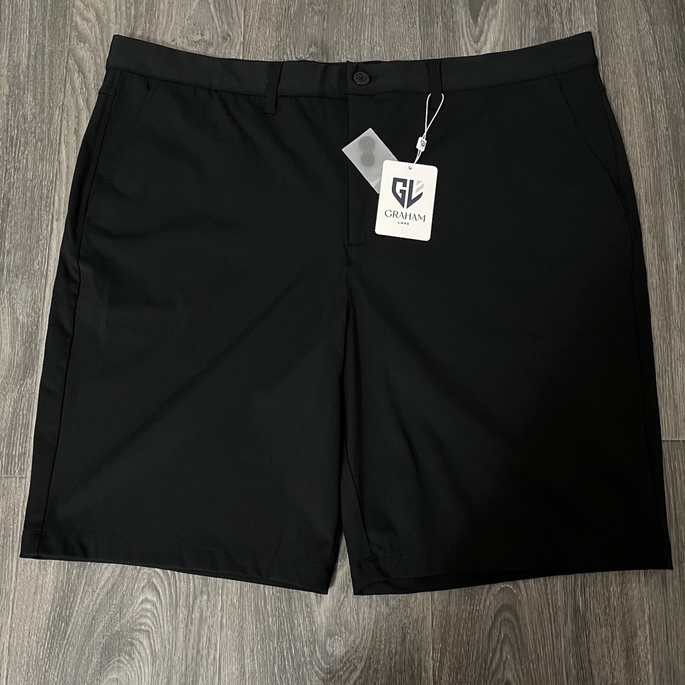NWT Graham Luxe Mens Trace Golf Performance Shorts Sz 42 Black Stretch 9" Inseam